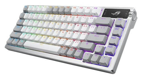 ASUS ROG Azoth 75 Wireless DIY Custom Gaming Keyboard, OLED display, Gasket-Mount, Three-Layer Dampening, Hot-Swappable Pre-lubed ROG NX Brown Switches & Keyboard Stabilizers, PBT Keycaps, RGB - White - 1