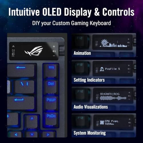 ASUS ROG Azoth 75 Wireless DIY Custom Gaming Keyboard, OLED Display, Gasket-Mount, Three-Layer Dampening, Hot-Swappable Pre-lubed ROG NX Snow Switches & Keyboard Stabilizers, PBT Keycaps, RGB - 4