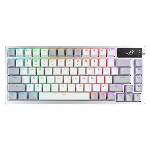 ASUS ROG Azoth 75% Wireless DIY Custom Gaming Keyboard, OLED Display, Three-Layer Dampening, Hot-Swappable ROG NX Snow Switches & Keyboard Stabilizers, PBT Keycaps, RGB-White - 1