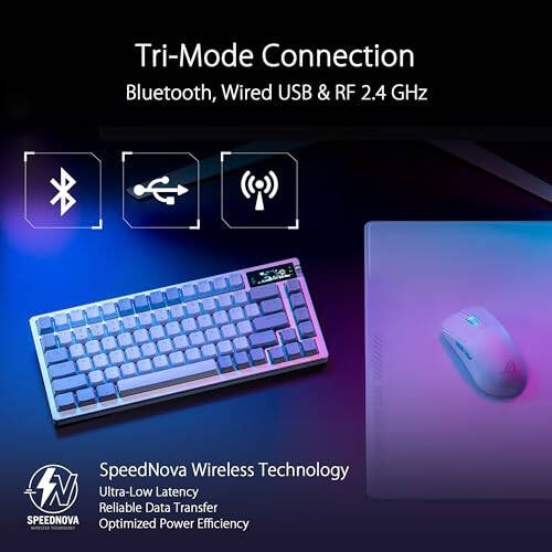 ASUS ROG Azoth 75% Wireless DIY Custom Gaming Keyboard, OLED Display, Three-Layer Dampening, Hot-Swappable ROG NX Snow Switches & Keyboard Stabilizers, PBT Keycaps, RGB-White - 3