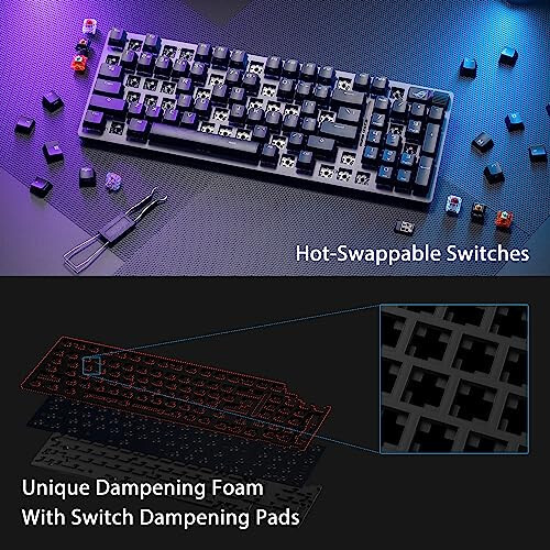 ASUS ROG Strix Scope II 96 Wireless Gaming Keyboard, Tri-Mode Connection, Dampening Foam & Switch-Dampening Pads, Hot-Swappable Pre-lubed ROG NX Snow Switches, PBT Keycaps, RGB-Black - 5