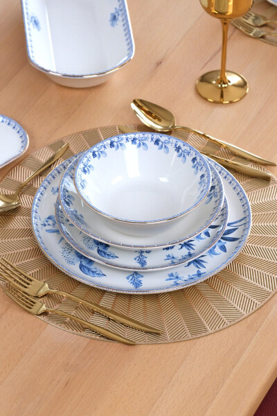 Asya Blue Bird Gold-Plated 27-Piece 6-Person Ceramic Dinner Set - 6