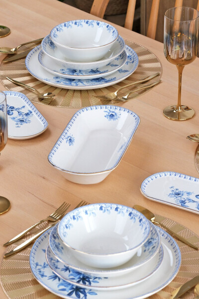 Asya Blue Bird Gold-Plated 27-Piece 6-Person Ceramic Dinner Set - 7