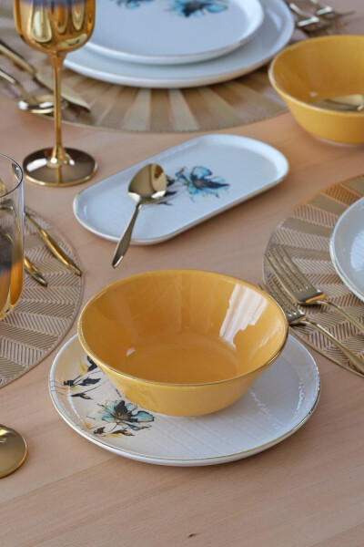 Asya Blue Flower Gold-Gilded 27-Piece 6-Person Ceramic Dinner Set - 7