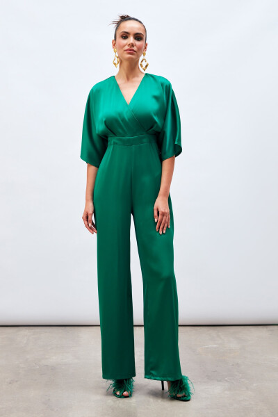 Asymmetrical Relaxed Jumpsuit - EMERALD - 2