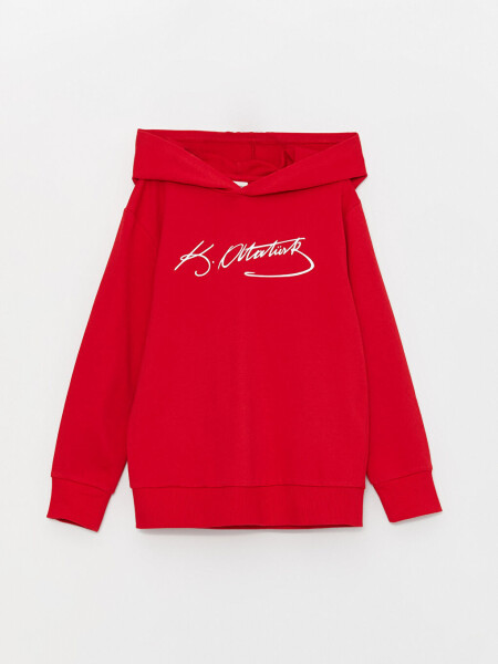 Atatürk Signature Printed Boys Hoodie - 1