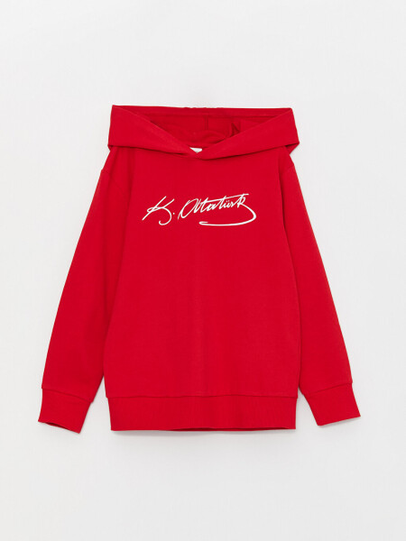 Atatürk Signature Printed Boys Hoodie - 4