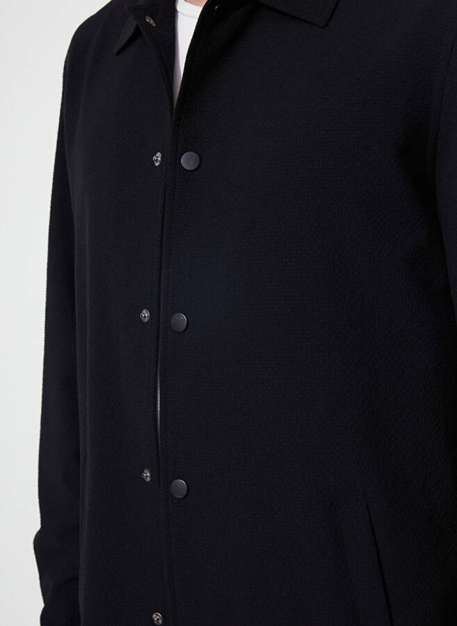 ATHENIO men's black summer jacket with long pockets. - 5