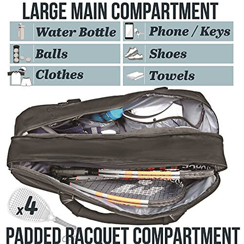 Athletico Tenis ve Raketbol Çantası - Tenis, Raketbol ve Pikap Topu Rahatlarını ve Diğer Ekipmanları Taşımak İçin Kadın ve Erkekler İçin Tenis Çantaları - 5