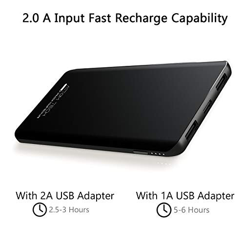 Attom Tech Uchta USB Chiqishiga ega Super Ingichka Quvvat Bankasi Ultra Ingichka, 5000mAh Mini Ko'chma Zaryadlovchi Tashqi Telefon Batareya To'plami Kichik Ikki USB Chiqishi, Favqulodda Telefon Quvvatini Zaxira qilish - 6