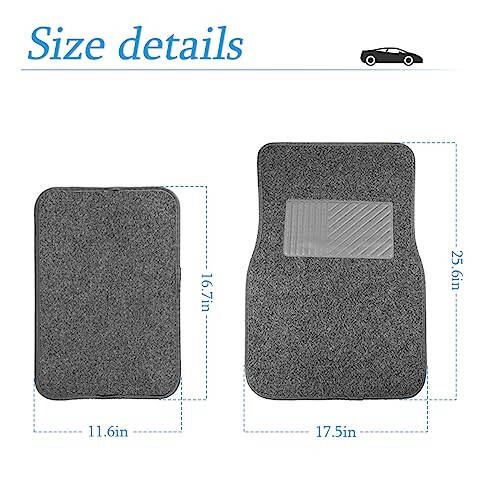 AUCELI Car Floor Mats, 4 Piece Carpet Mats for Front & Rear Floor, Waterproof Anti-Slip Car Carpet Protector Mat Fit All Weather, Universal Automotive Floor Mats for SUV, Truck, Sedan (Dark Gray) - 2