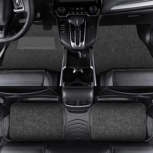 AUCELI Car Floor Mats, 4 Piece Carpet Mats for Front & Rear Floor, Waterproof Anti-Slip Car Carpet Protector Mat Fit All Weather, Universal Automotive Floor Mats for SUV, Truck, Sedan (Dark Gray) - 5