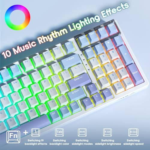 AULA 99 Keys Keyboard, Tri-Mode BT5.0/2.4GHz/USB-C Hot Swappable Custom Mechanical Gaming Keyboard, RGB Wireless Keyboard with Pre-lubed Linear Switches Gasket Structure for PC Xbox PS5 MAC - Purple - 4