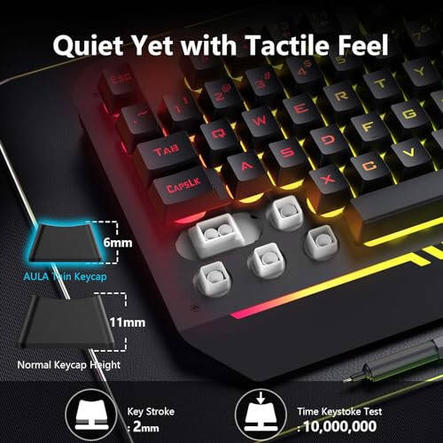 AULA Gaming Keyboard, T102 104 Keys Gaming Keyboard and Mouse Combo with RGB Backlit, All-Metal Panel, Anti-Ghosting, PC Gaming Keyboard and Mouse, USB Wired Keyboard Mouse for MAC Xbox PC Gamers - 5