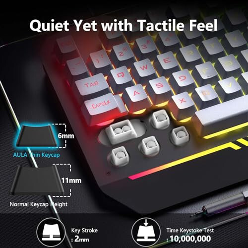 AULA Keyboard, T102 104 Keys Gaming Keyboard and Mouse Combo with RGB Backlit PC Keyboard, All-Metal Panel Waterproof Light Up Quiet Computer Keyboard, USB Wired Keyboard for MAC Xbox PC Gamers - 3