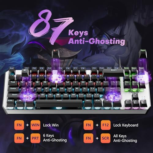 AULA Keyboard, TKL Mechanical Gaming Keyboard with RGB Backlit, All-Metal Panel Wired Keyboard, N-Key Anti-Ghosting Keyboard Gaming Red Switches with Programmable Keys for MAC Xbox PC Gamer, 87 Keys - 4