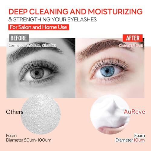 AuReve Lash Shampoo Concentrate 60ml Lash Cleanser Concentrate Add Hyaluronic Acid Oil-Free Lash Extension Shampoo Perfect for Salon，Peach - 5