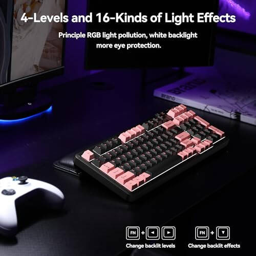 AUSDOM 98Pro Silent Wireless Mechanical Keyboard, Tri-Mode Bluetooth/2.4GHz/Type-C Hot Swappable Custom Keyboard with Backlit, Gasket Structure, Pre-lubed Tactile Switches (Black & Pink - Silent) - 18