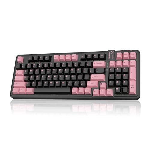 AUSDOM 98Pro Silent Wireless Mechanical Keyboard, Tri-Mode Bluetooth/2.4GHz/Type-C Hot Swappable Custom Keyboard with Backlit, Gasket Structure, Pre-lubed Tactile Switches (Black & Pink - Silent) - 1