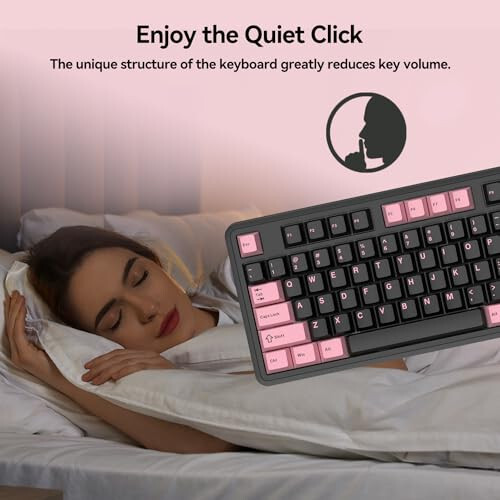 AUSDOM 98Pro Silent Wireless Mechanical Keyboard, Tri-Mode Bluetooth/2.4GHz/Type-C Hot Swappable Custom Keyboard with Backlit, Gasket Structure, Pre-lubed Tactile Switches (Black & Pink - Silent) - 5