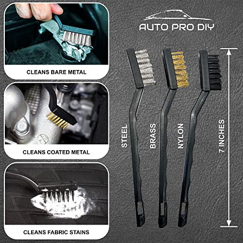 AUTO PRO DIY 11 Piece Car Detailing Kit Set - Car Wheels, Exterior, Interior Cleaning Detail Supplies - Boars Hair, Stainless Steel Wire, Duster Brushes - 5