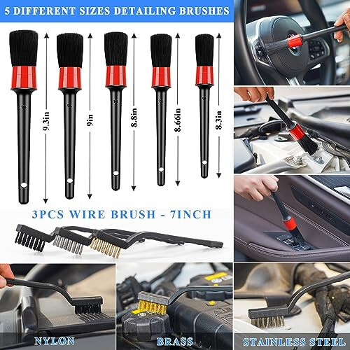 AUTODECO 31Pcs Car Detailing Brush Set, Car Detailing Kit, Auto Detailing Drill Brush Set, Car Detailing Brushes, Car Wash Cleaning Tools Kit for Interior, Exterior, Wheels, Blue - 4