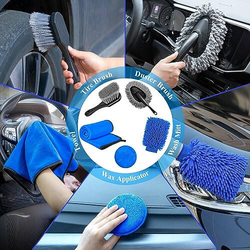 AUTODECO 31Pcs Car Detailing Brush Set, Car Detailing Kit, Auto Detailing Drill Brush Set, Car Detailing Brushes, Car Wash Cleaning Tools Kit for Interior, Exterior, Wheels, Blue - 5