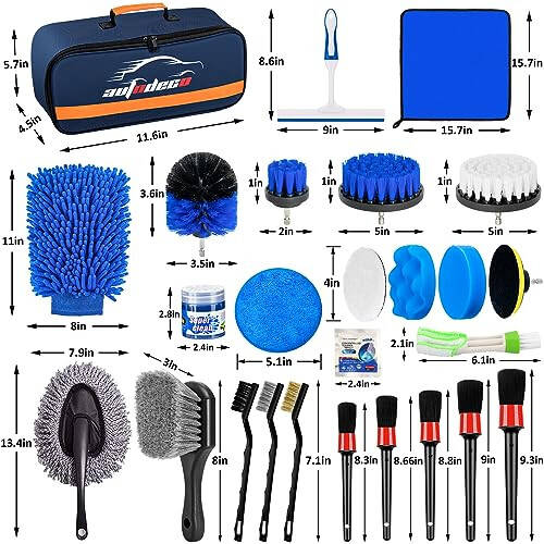 AUTODECO 31Pcs Car Detailing Brush Set, Car Detailing Kit, Auto Detailing Drill Brush Set, Car Detailing Brushes, Car Wash Cleaning Tools Kit for Interior, Exterior, Wheels, Blue - 7