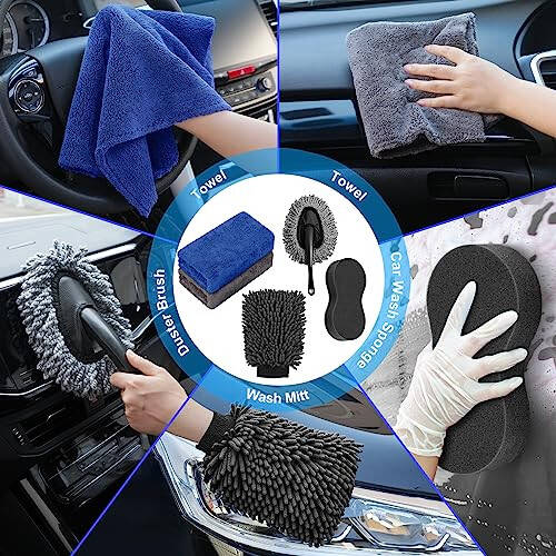 AUTODECO 40Pcs Car Wash Detailing Kit Cleaning Kits with Foam Gun Sprayer High Power Handheld Vacuum Drill Brush Large Wash Mitt Towels Complete Interior Exterior Car Washing Supply Set Black - 11