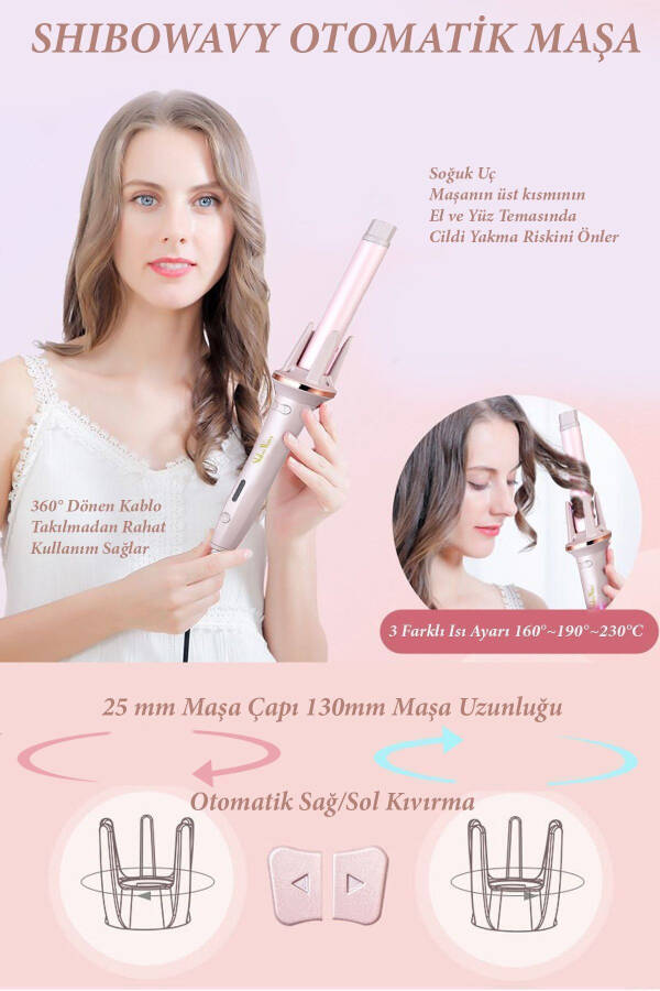 Automatic Hair Curler - Thick Water Wave 25mm Extra Long Barrel - 3