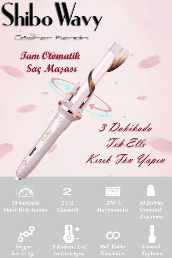 Automatic Hair Curler - Thick Water Wave 25mm Extra Long Barrel - 5