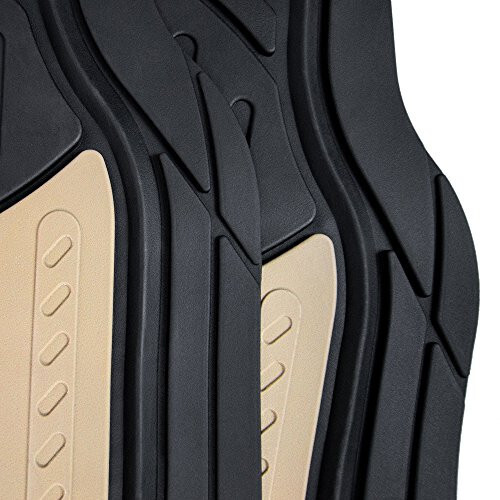 Automotive Floor Mats Climaproof for All Weather Protection Universal Fit Heavy Duty Rubber Fits Most Cars, SUVs, and Trucks, Full Set Trim to Fit FH Group Beige - 4