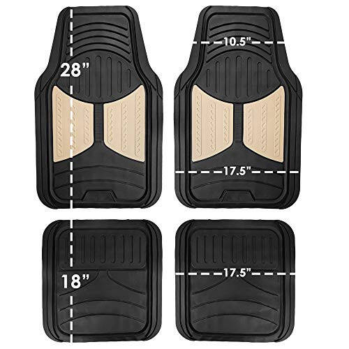 Automotive Floor Mats Climaproof for All Weather Protection Universal Fit Heavy Duty Rubber Fits Most Cars, SUVs, and Trucks, Full Set Trim to Fit FH Group Beige - 5