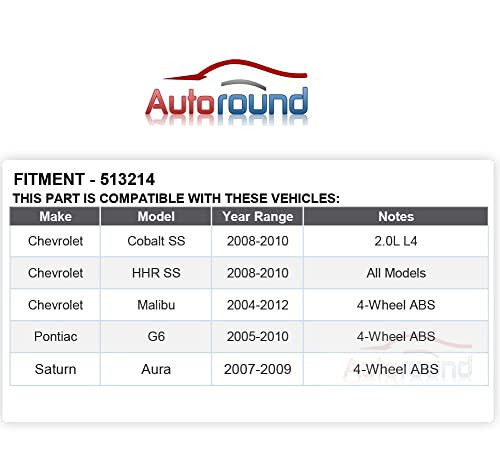 Autoround 513214 Front Wheel Hub and Bearing Assembly Fit for Chevy Malibu 04-12, Cobalt/HHR 08-10, Pontiac G6 05-10, Saturn Aura 07-09, 5-Lug w/ABS - 4