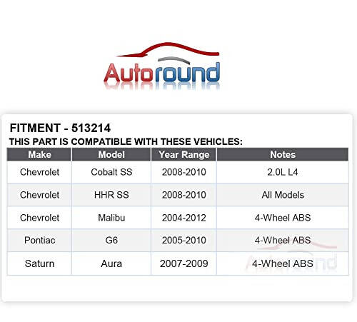 Autoround 513214 Front Wheel Hub and Bearing Assembly Fit for Chevy Malibu 04-12, Cobalt/HHR 08-10, Pontiac G6 05-10, Saturn Aura 07-09, 5-Lug w/ABS - 4