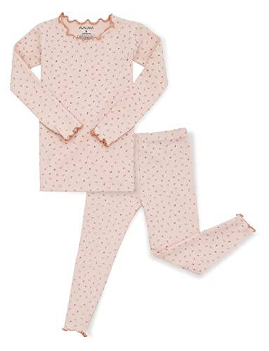 AVAUMA Baby Boy Girl Pajama Set 6M-7T Kids Cute Toddler Snug fit Flower Pattern Design Pjs Cotton Sleepwear Ruffled Shirring - 31