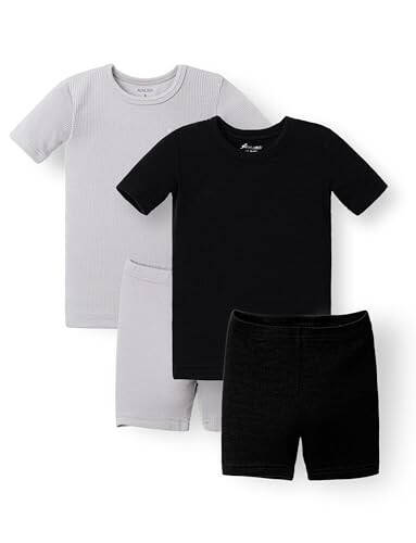 AVAUMA Baby Boys Girls Pajama Set Kids Toddler Snug fit Ribbed Sleepwear pjs for Daily Life Style (Black, Gray 12-24 Months) (2Pack-Short) - 31