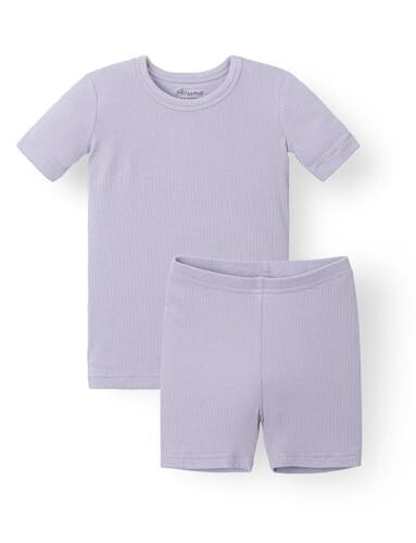 AVAUMA Baby Boys Girls Short Pajama Set Kids Toddler Snug fit Ribbed Sleepwear pjs for Daily Life Style (10 Years/Light Purple) - 31