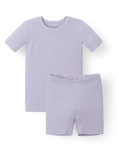 AVAUMA Baby Boys Girls Short Pajama Set Kids Toddler Snug fit Ribbed Sleepwear pjs for Daily Life Style (10 Years/Light Purple) - 25