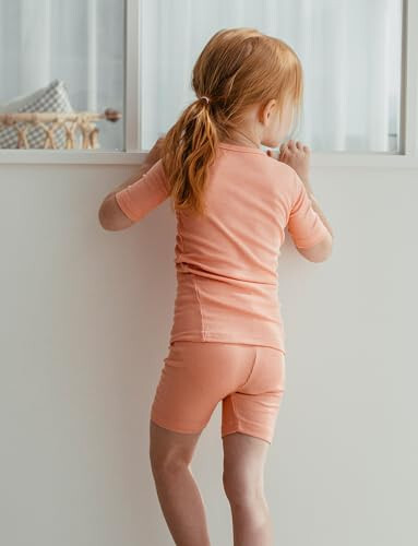 AVAUMA Bebek Erkek Kız Pijama Takımı Çocuk Bebek Rahat Sıkı Örme Uyku Kıyafeti pjs Günlük Yaşam Tarzı İçin (Mor, Mercan 12-24 Ay) (2 Paket-Kısa) - 35