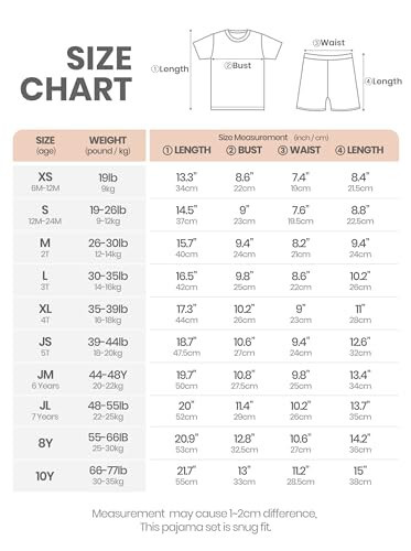 AVAUMA Chaqaloq O'g'il va Qizlar uchun Qisqa Pijamalar To'plami Bolalar Kichkintoylar Uchun Qulay Joylashtirilgan Ribbed Uyqu Kiyimlari Kundalik Hayot Uslubi uchun Pjs (8 Yil / Bej) - 36
