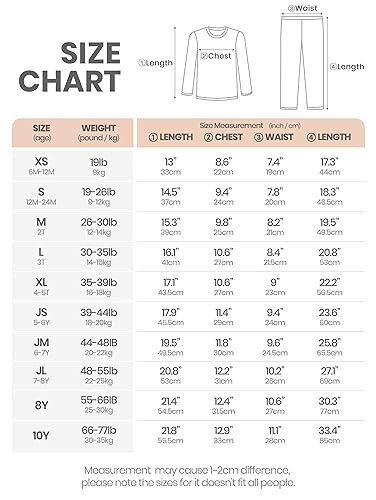 AVAUMA Chaqaloqlar uchun o'g'il va qizlar uchun pijama to'plami 6M-7T Bolalar uchun yoqimli kichkintoylar qulay o'tirish naqsh dizayni Pjs Paxtadan yasalgan yotish kiyimlari - 30