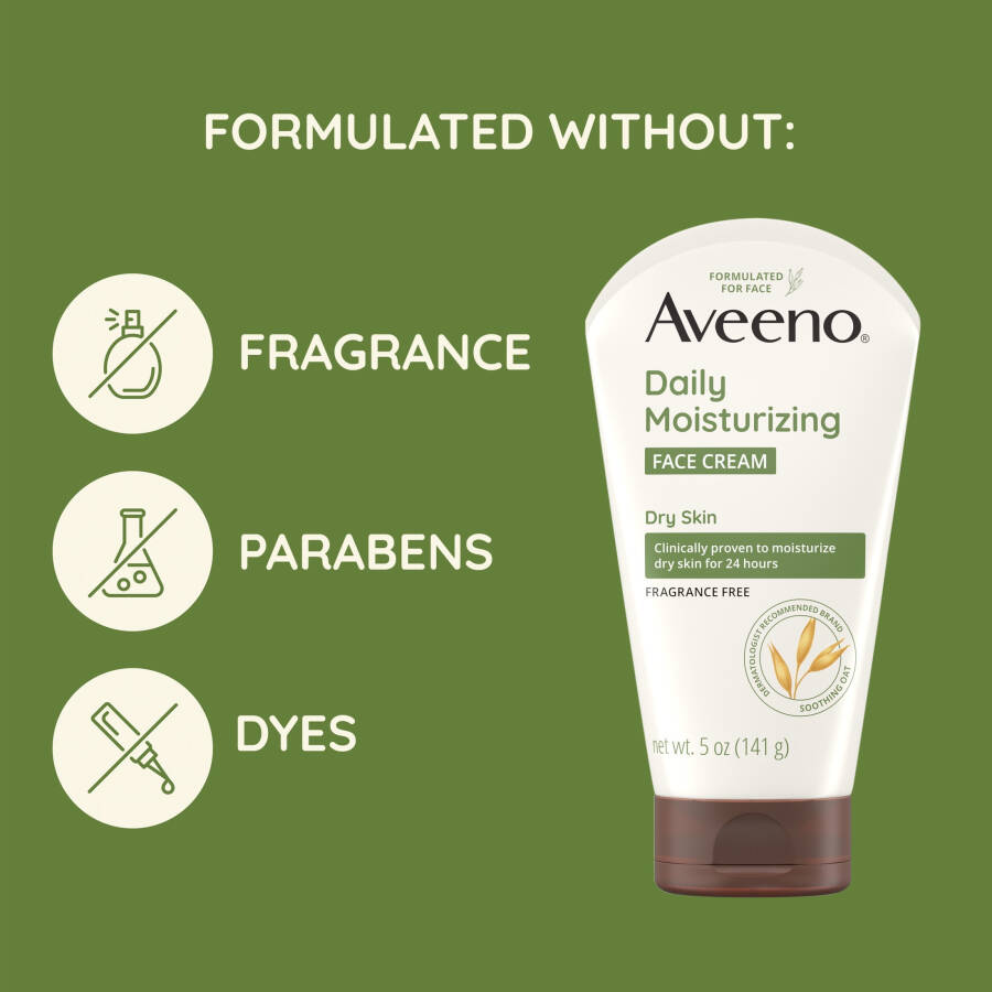 Aveeno Daily Moisturizing Face Cream for Dry Skin, Prebiotic Oat, 5 oz - 13