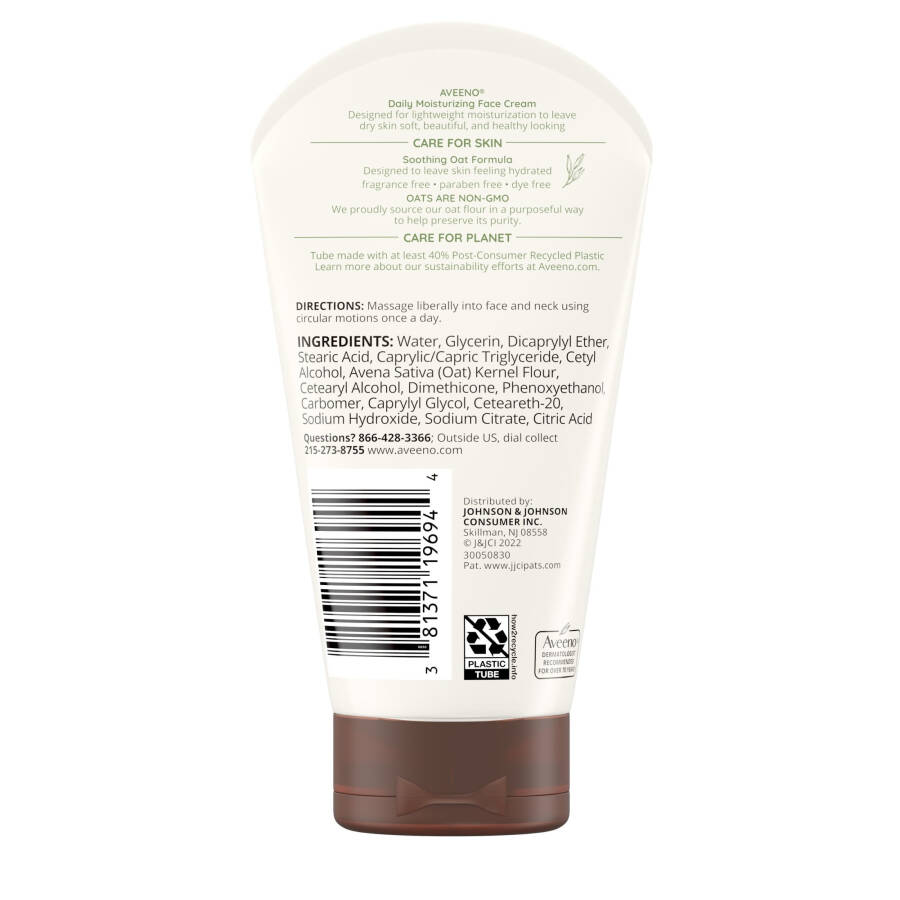 Aveeno Daily Moisturizing Face Cream for Dry Skin, Prebiotic Oat, 5 oz - 8