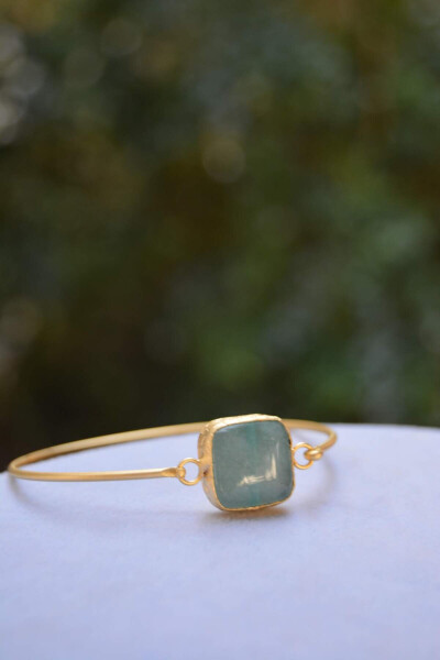 Aventurine Natural Stone Design Gold Plated Women's Bracelet - 1