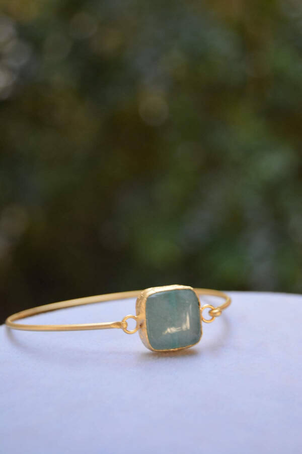 Aventurine Natural Stone Design Gold Plated Women's Bracelet - 1