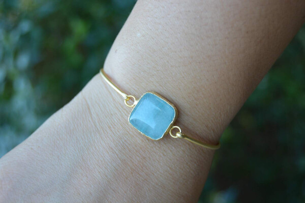 Aventurine Natural Stone Design Gold Plated Women's Bracelet - 3