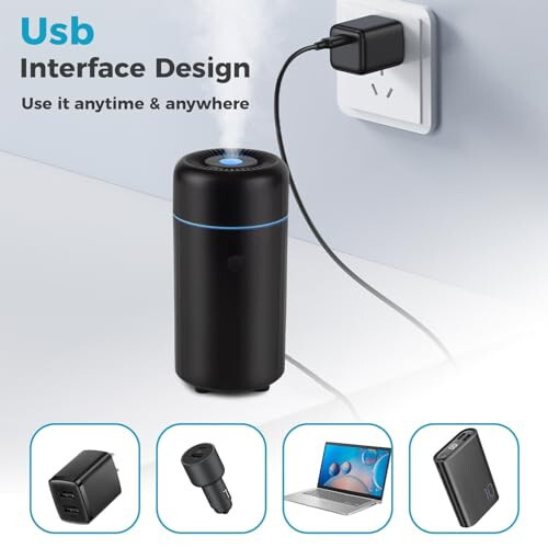 Avtomobil Difuzor Namlagich USB Efir Moylari Difuzori 100ml Mini Avtomobil Havo Tozalagich Difuzor Tuman Ko'chma Difuzor Avtomobil Ofis Uy Uchun (Qora) - 5