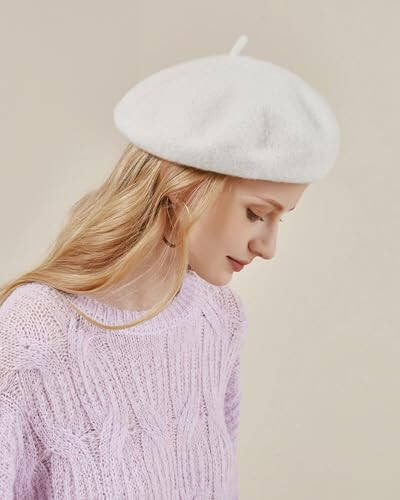 AWAYTR Wool French Beret Hats - Solid Color Artist Beret Hat for Women and Kids - 2