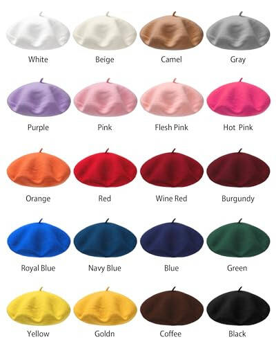 AWAYTR Wool French Beret Hats - Solid Color Artist Beret Hat for Women and Kids - 7